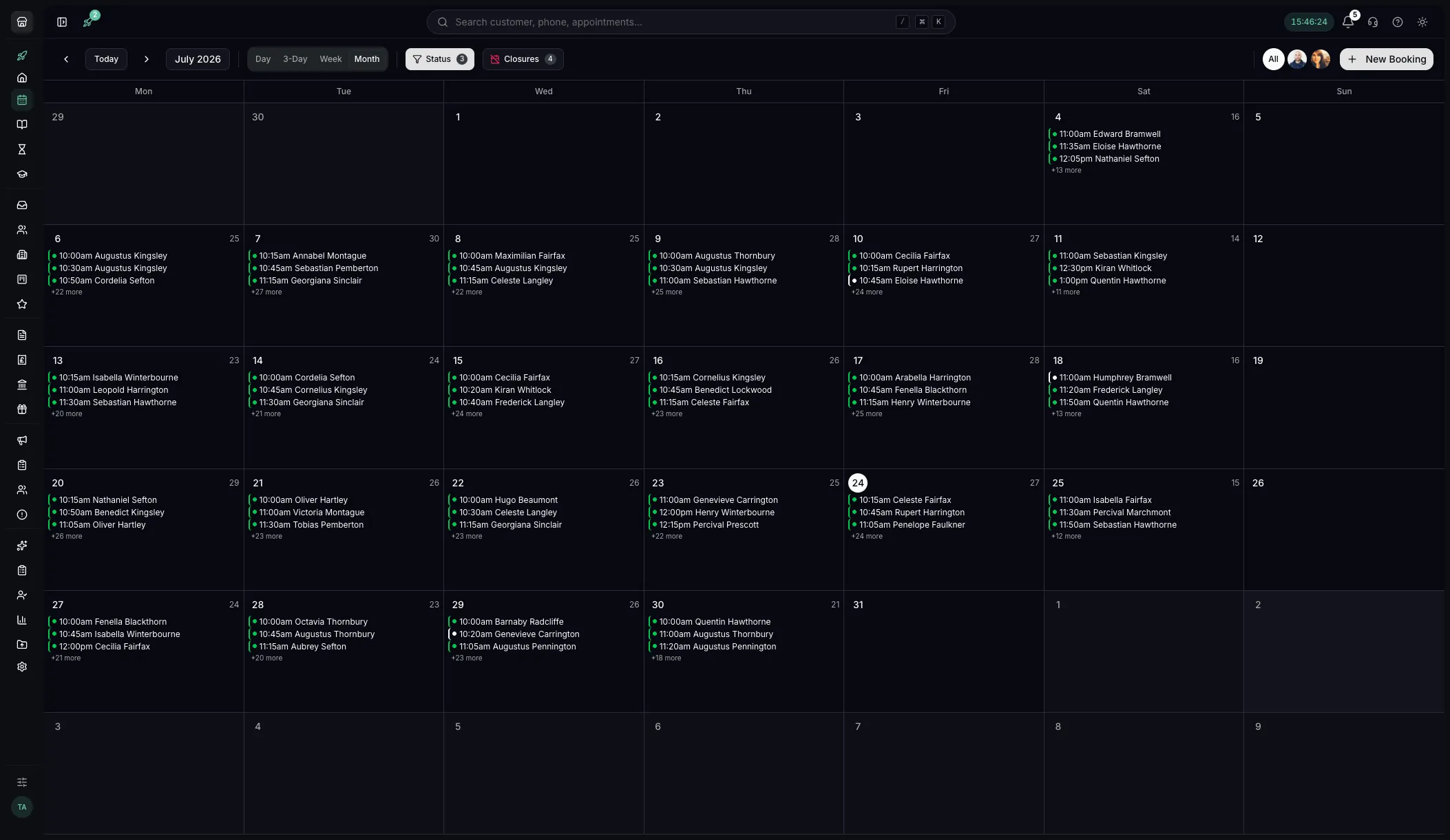 Month view of the Youzse calendar