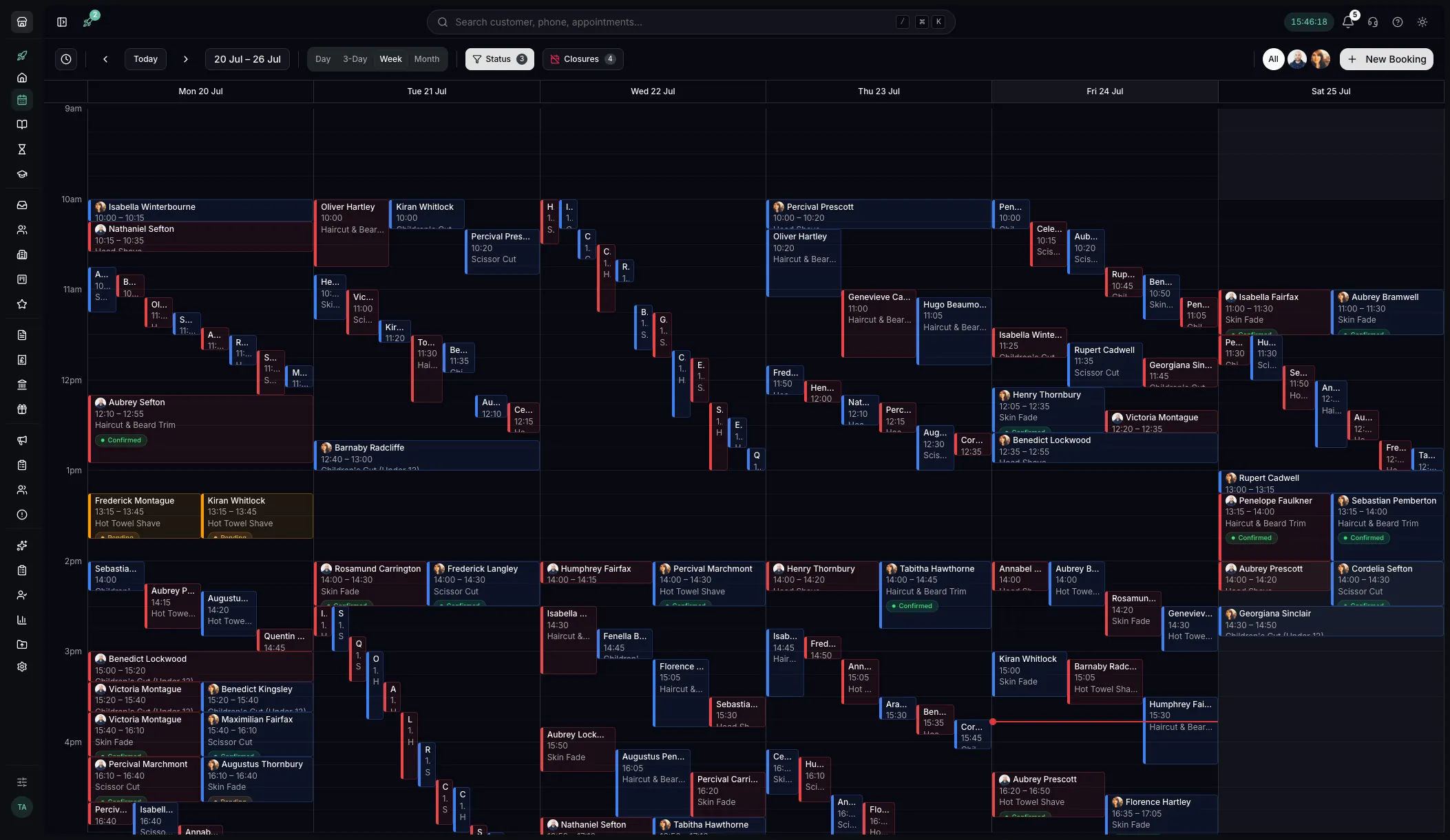 Week view of the Youzse calendar
