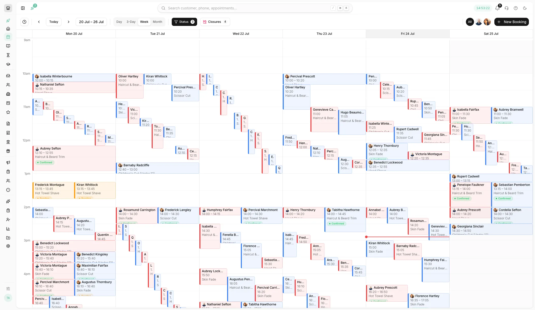 Week view of the Youzse calendar