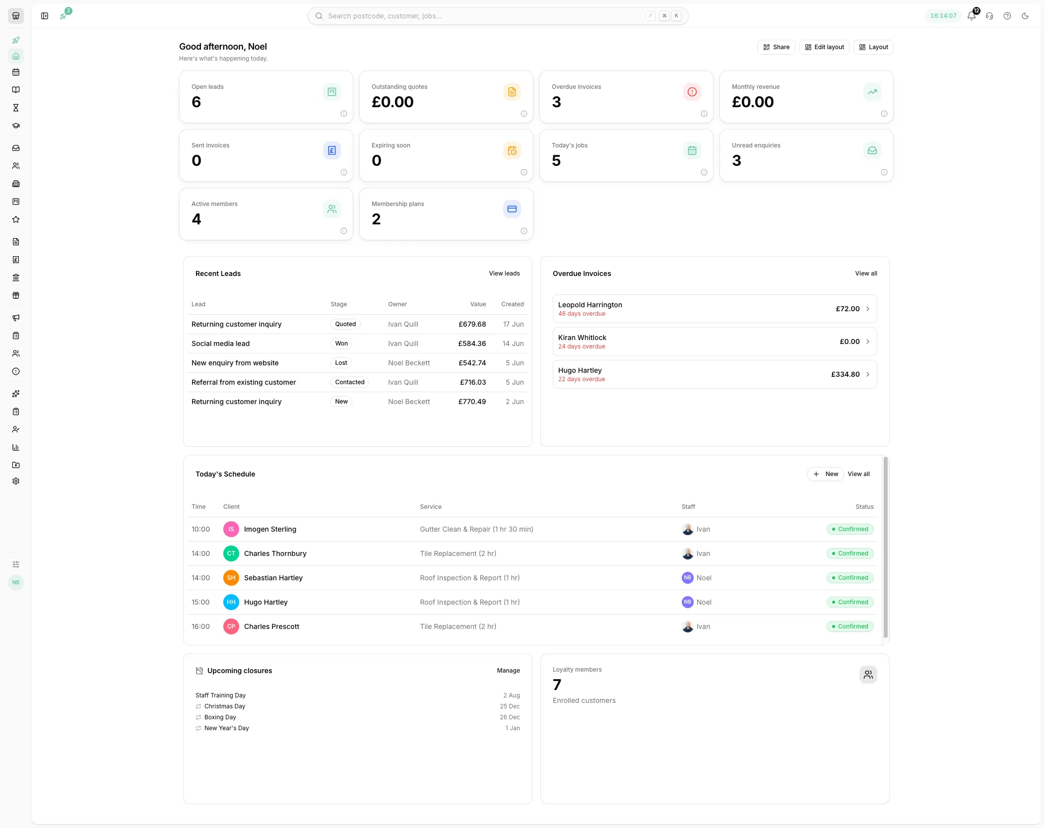 The Youzse dashboard as it ships