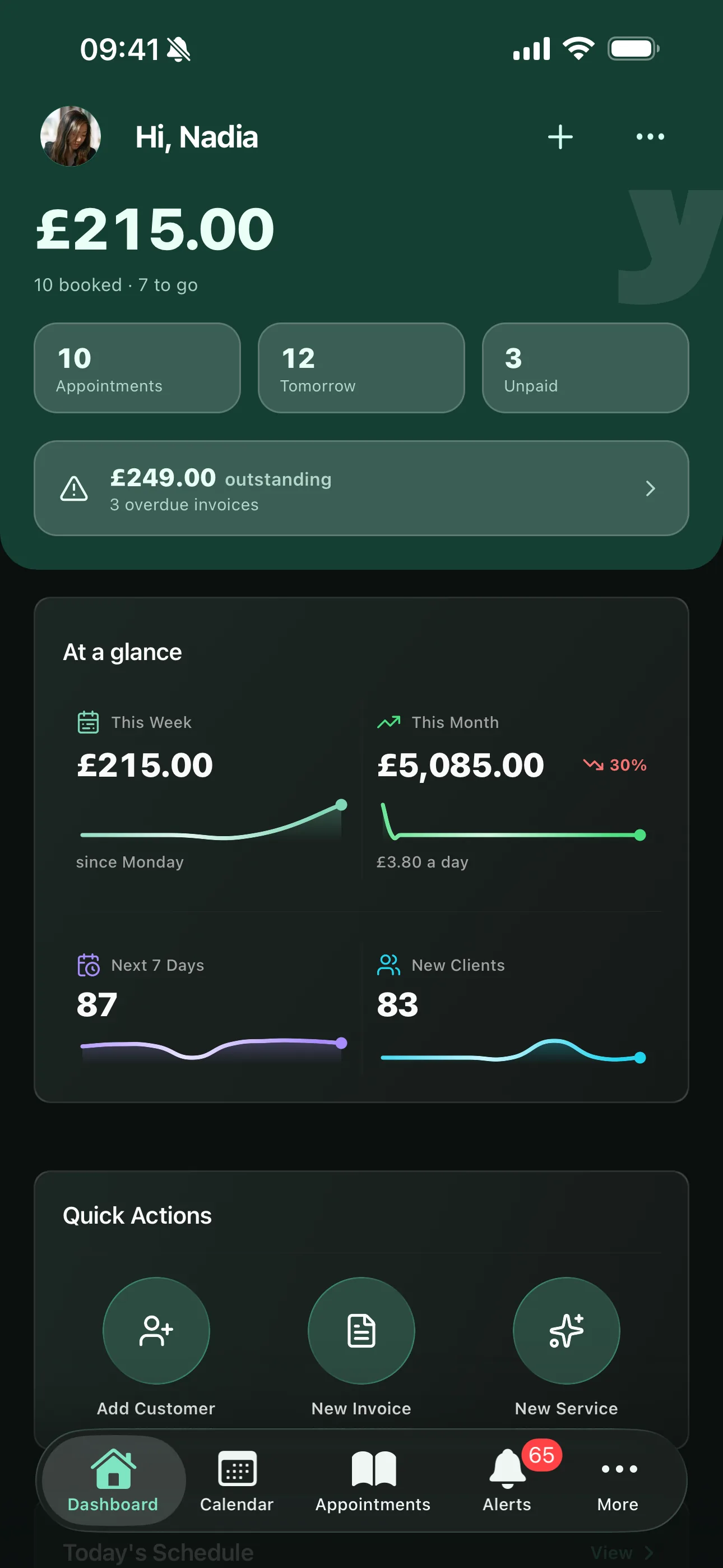 The Youzse dashboard on the mobile app
