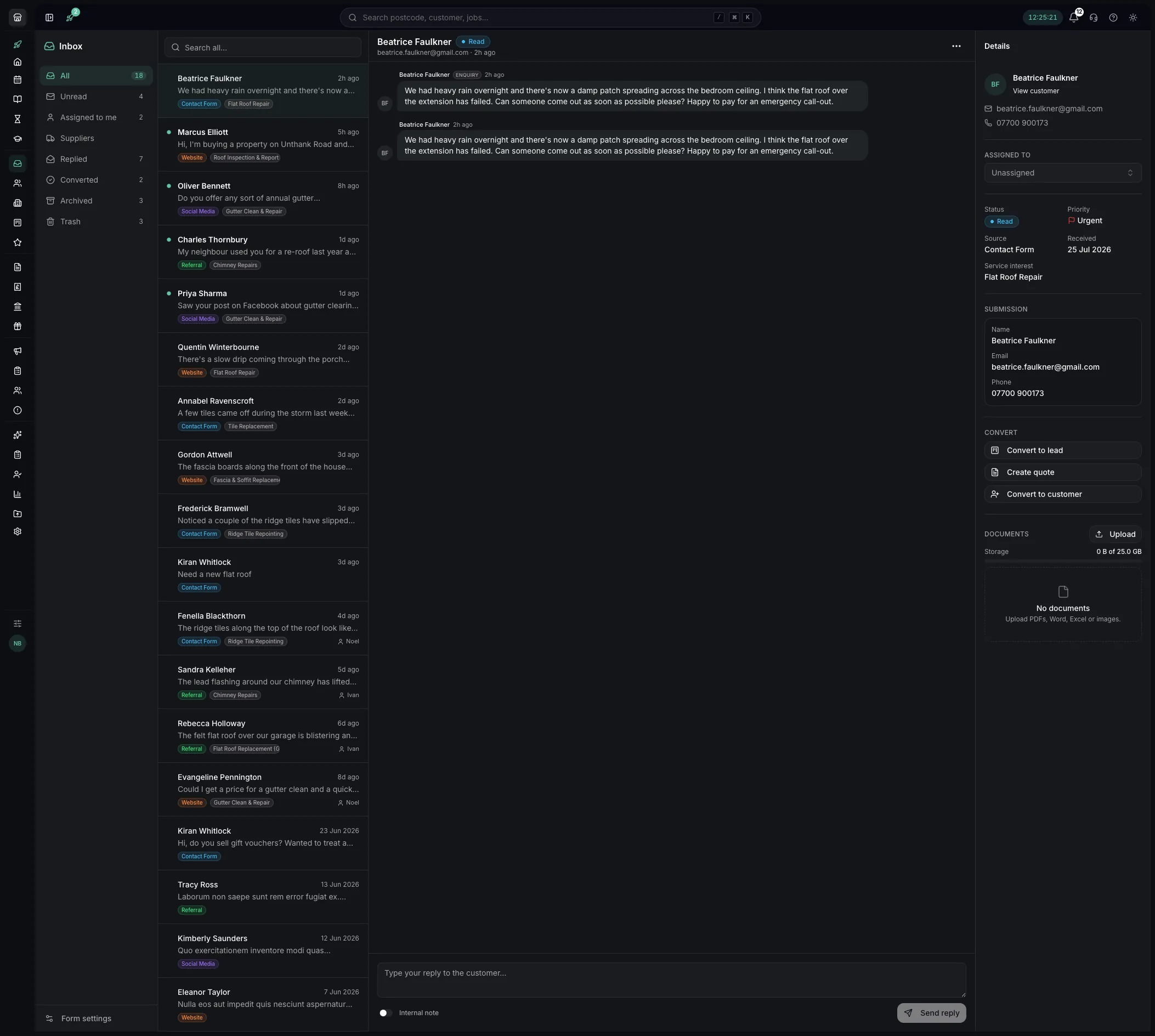 A full client conversation in Youzse