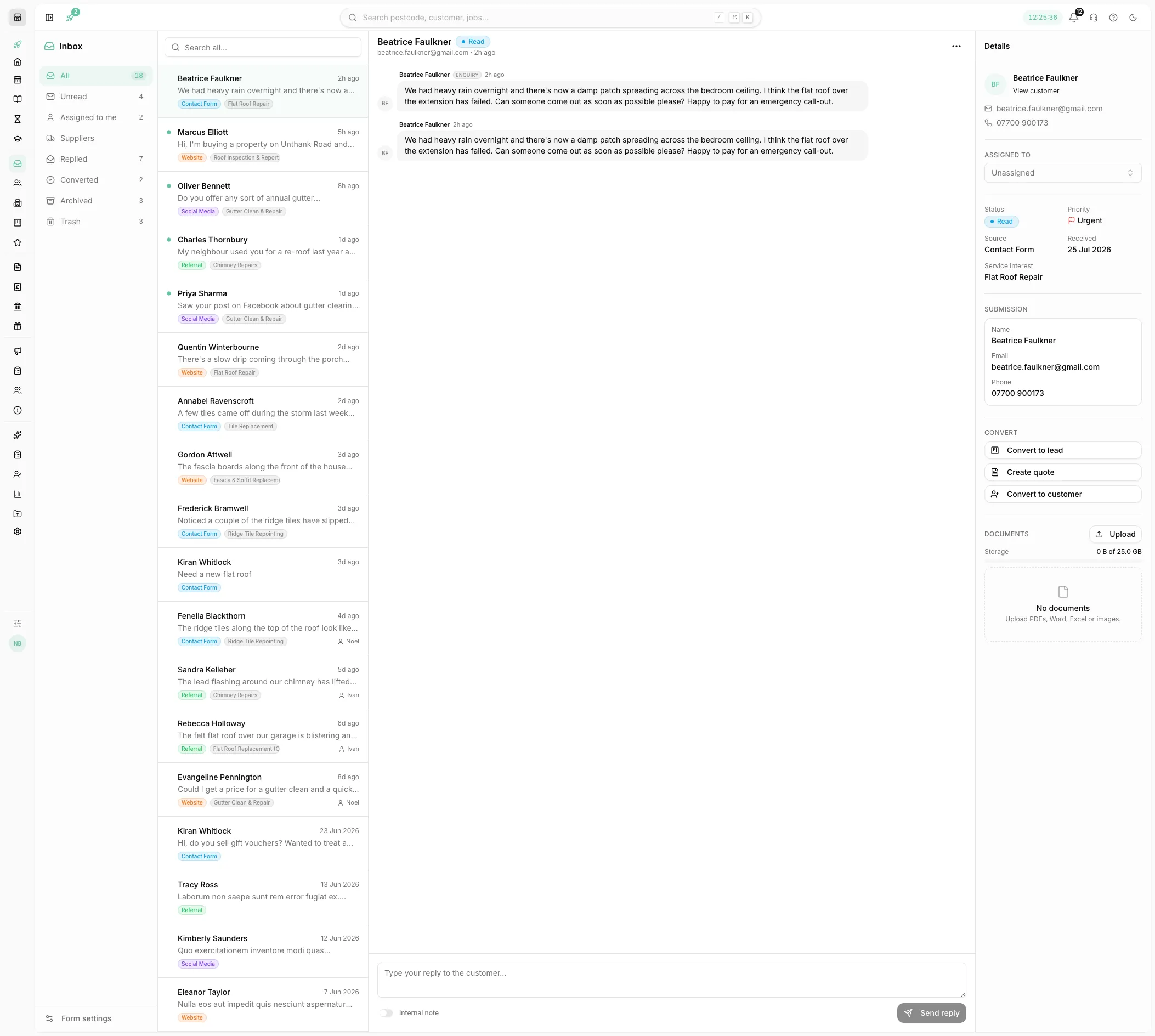 A full client conversation in Youzse