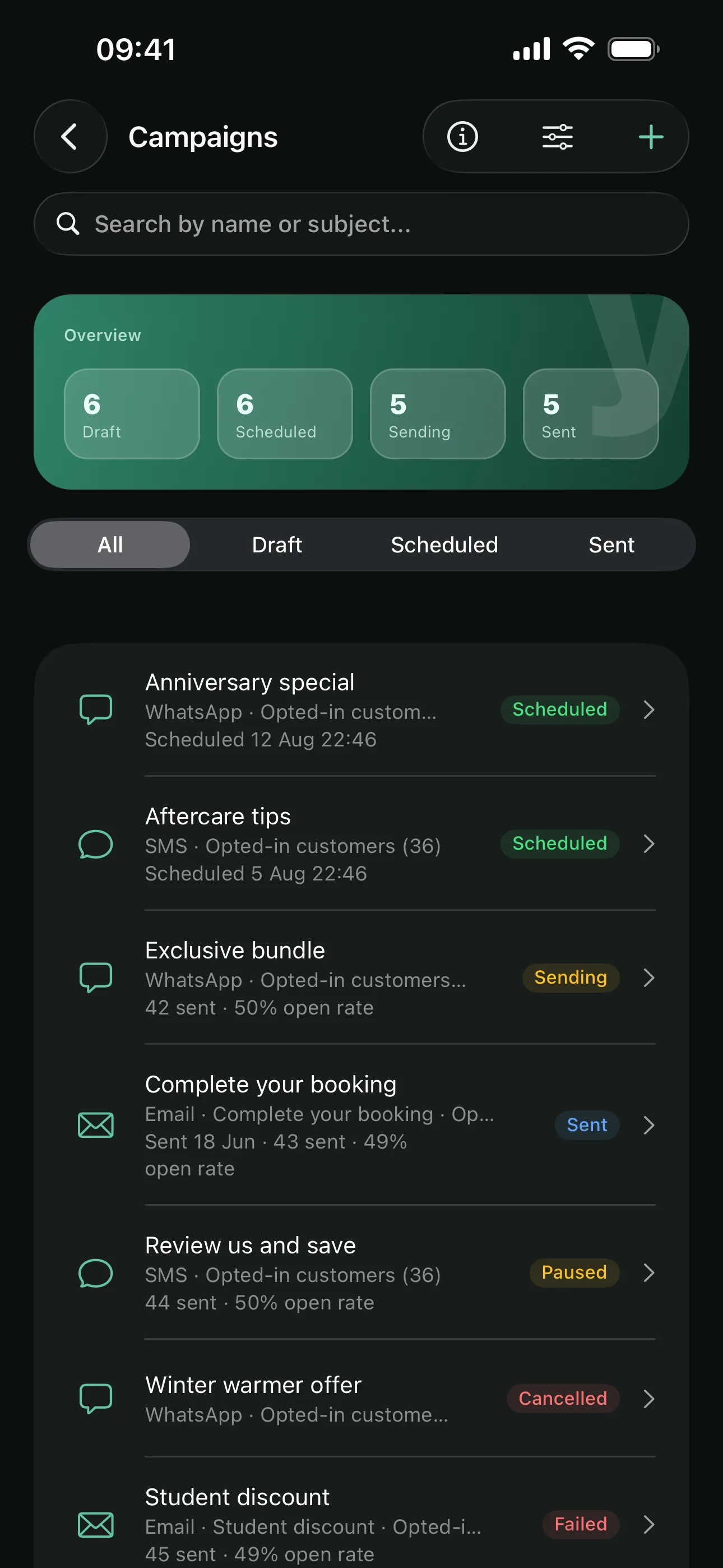 Marketing campaigns on the Youzse mobile app