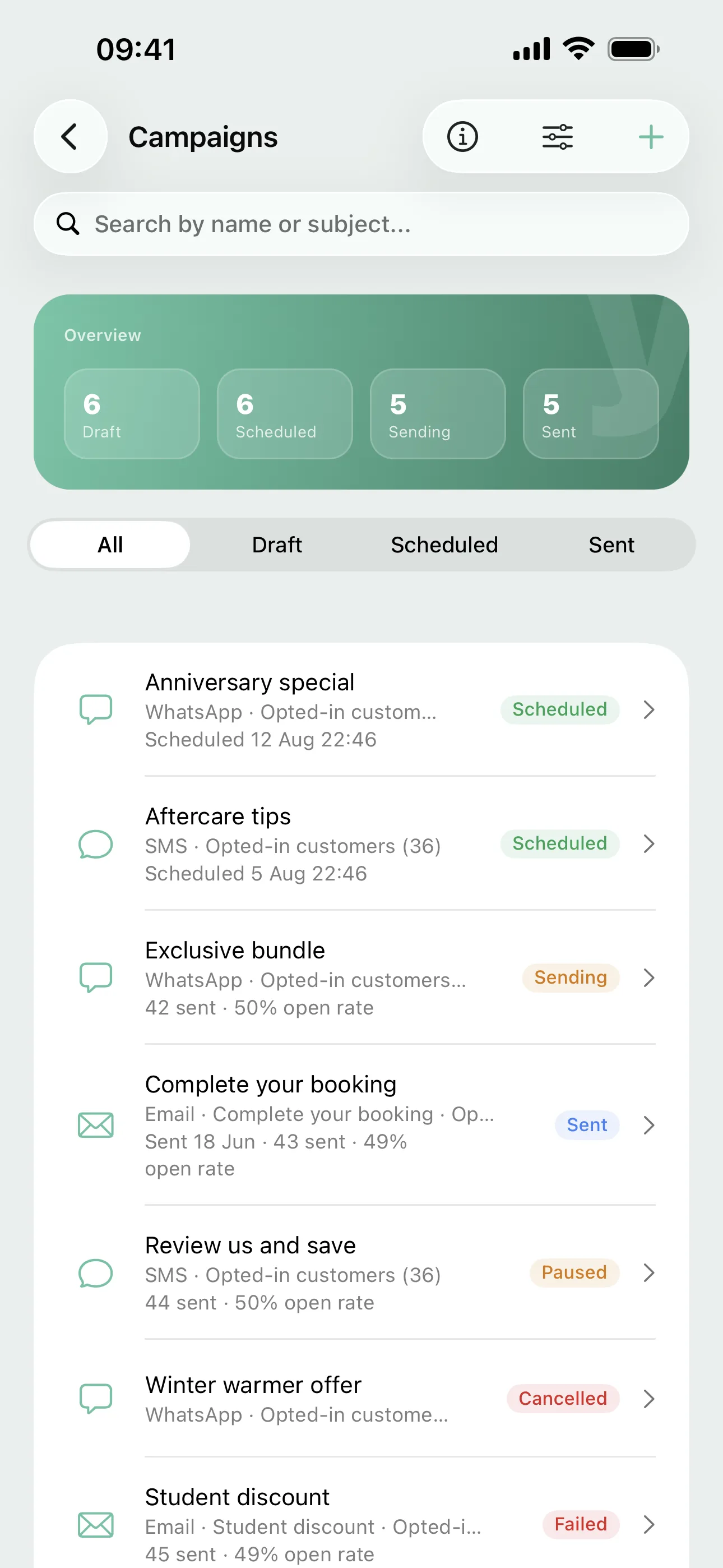 Marketing campaigns on the Youzse mobile app