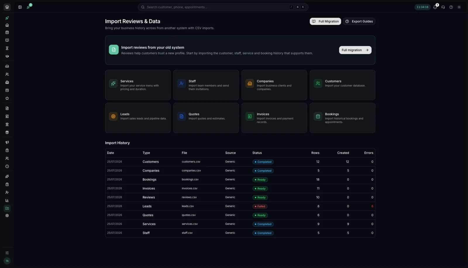 Importing reviews and business data into Youzse