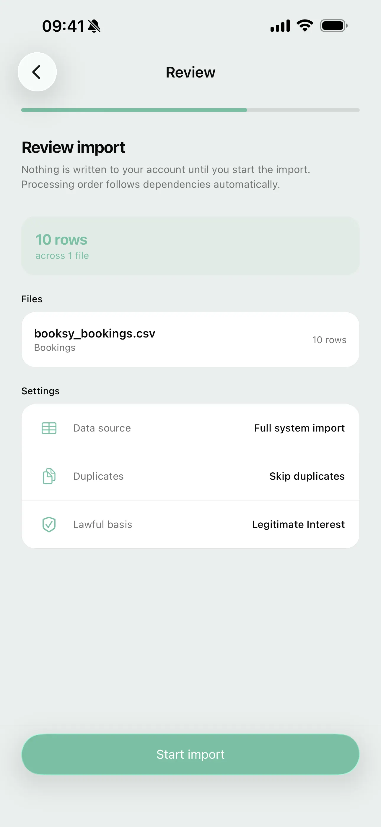Reviewing every data type before the migration runs on mobile