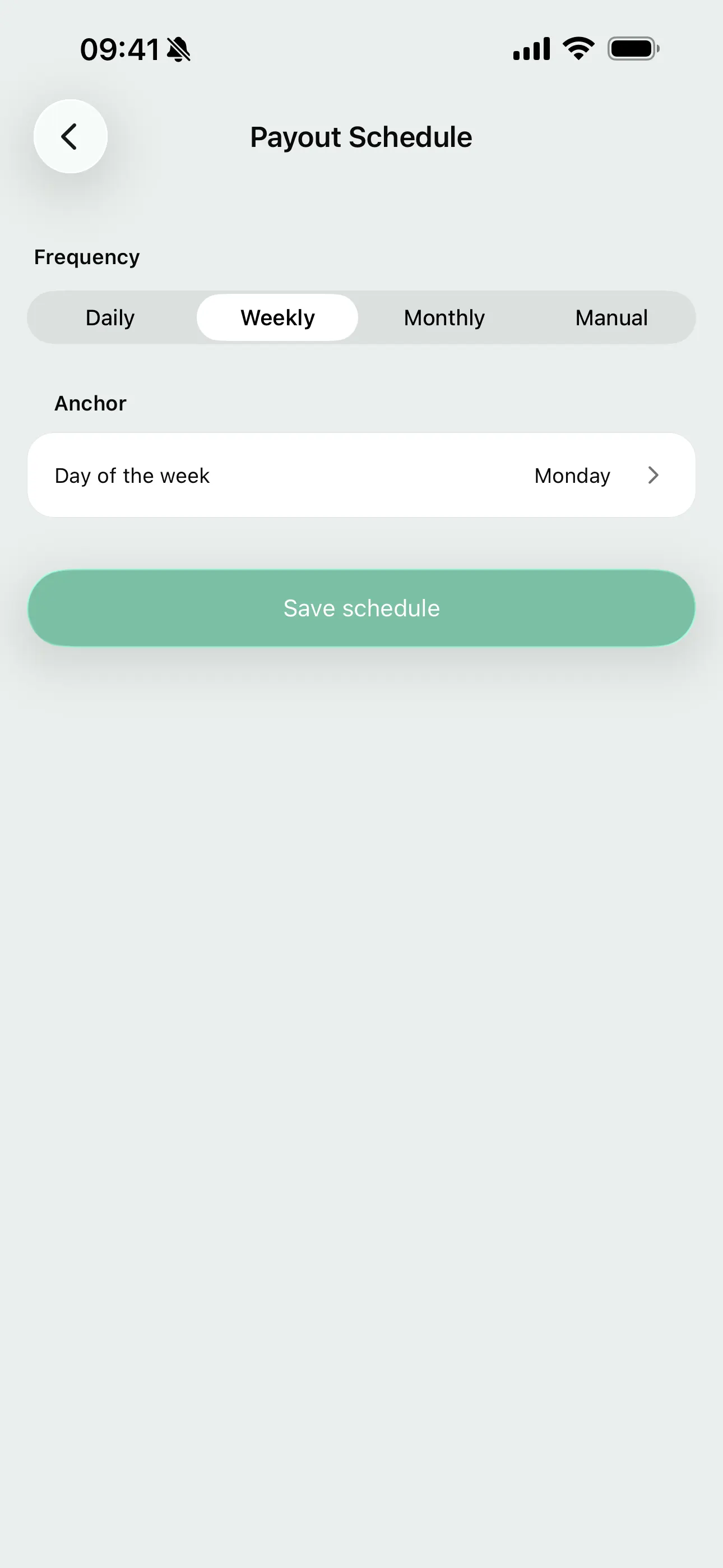 The payout schedule on the Youzse mobile app