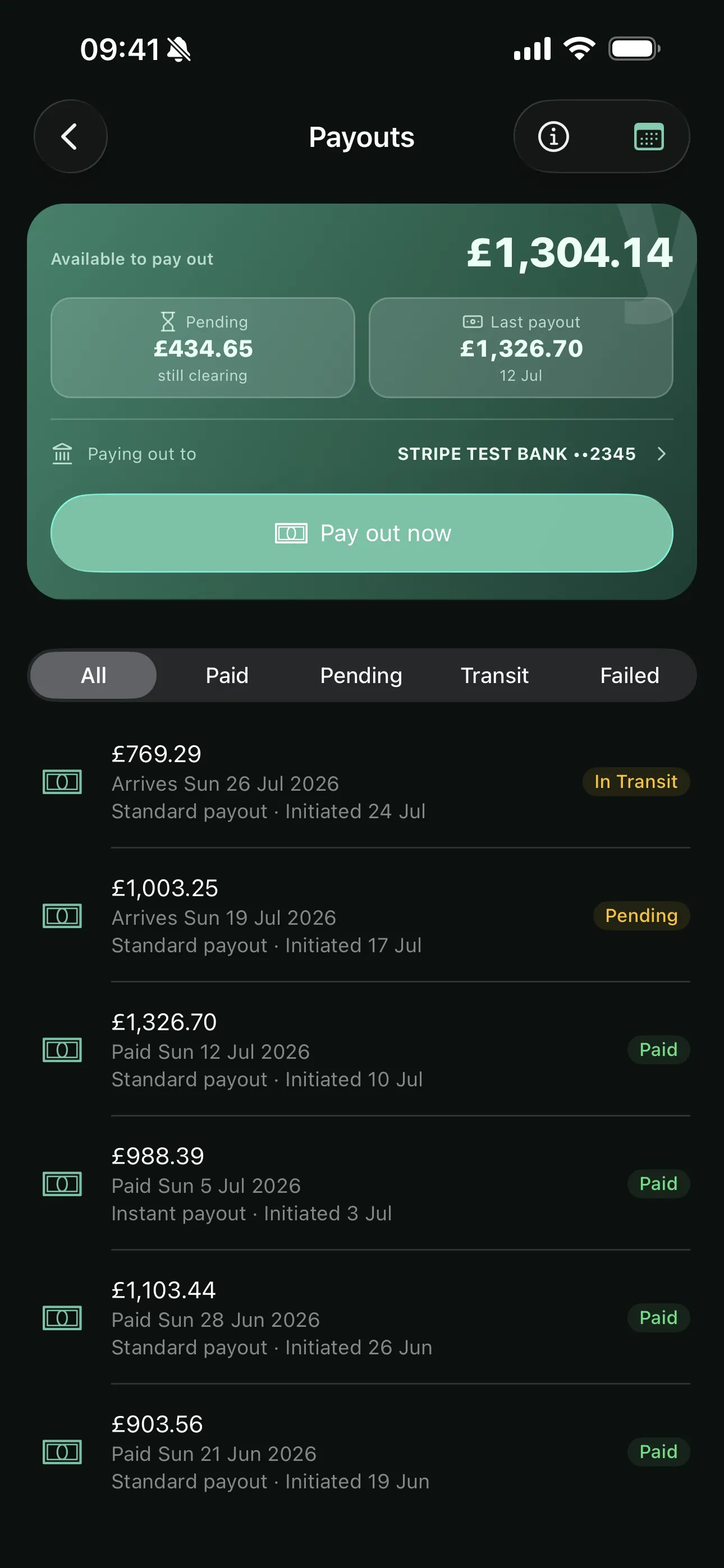 Payouts on the Youzse mobile app