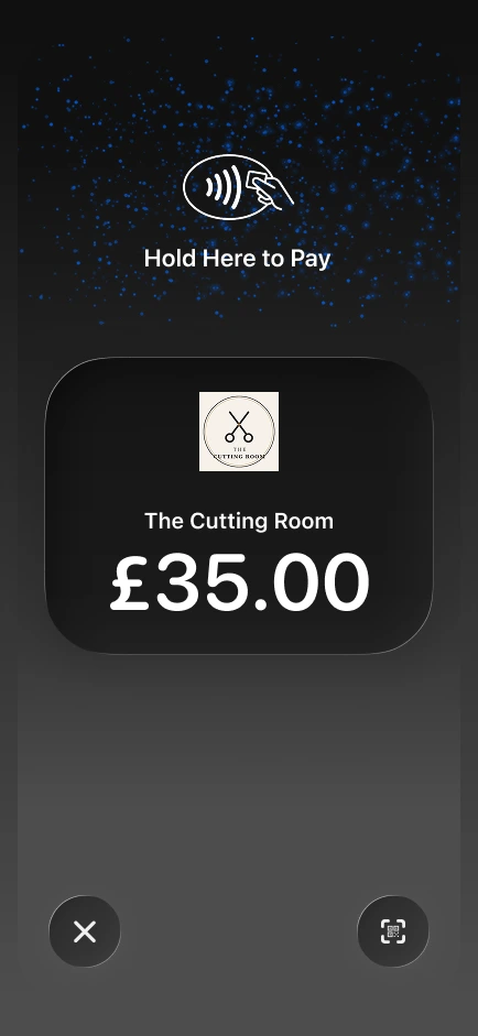 Tap to Pay on iPhone ready to take a £35.00 payment for The Cutting Room