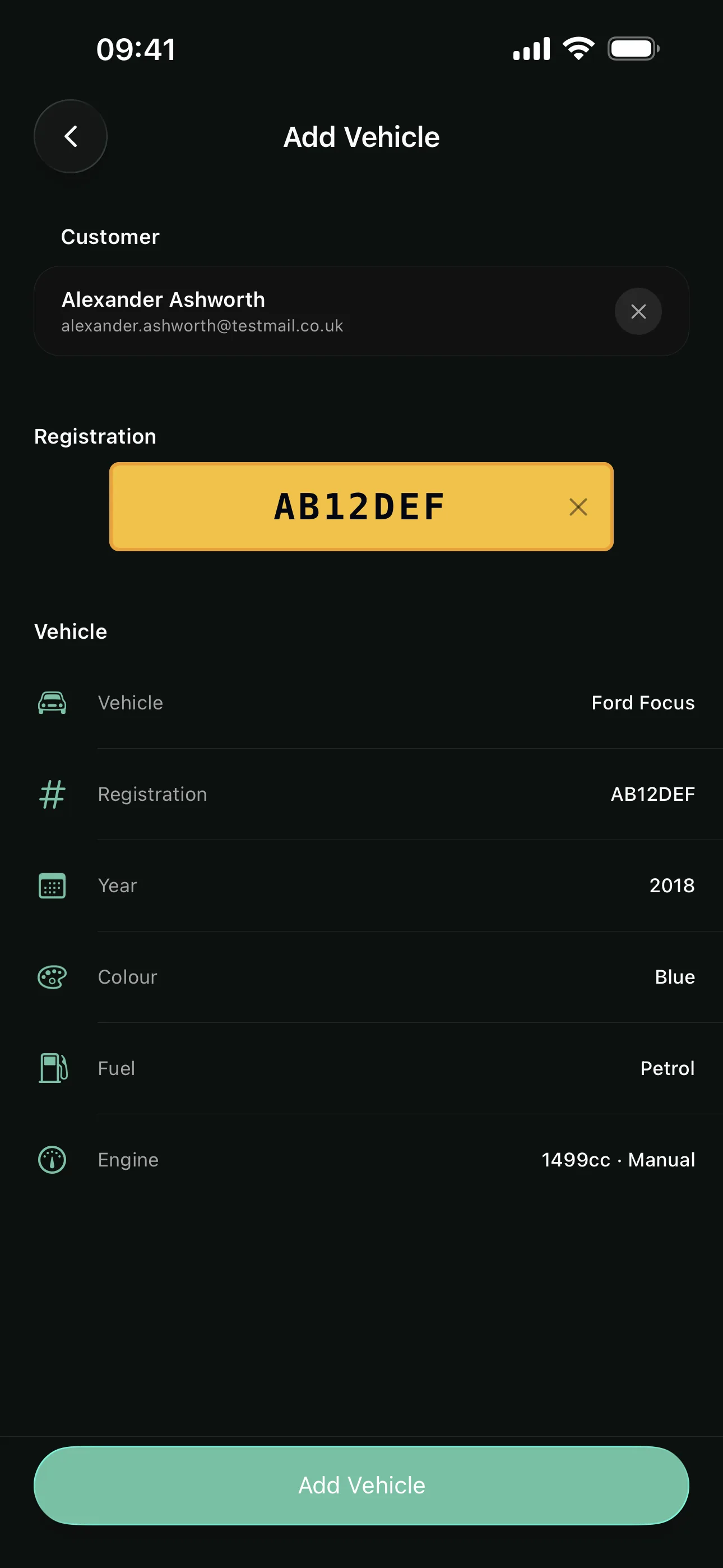 A registration lookup on the Youzse mobile app