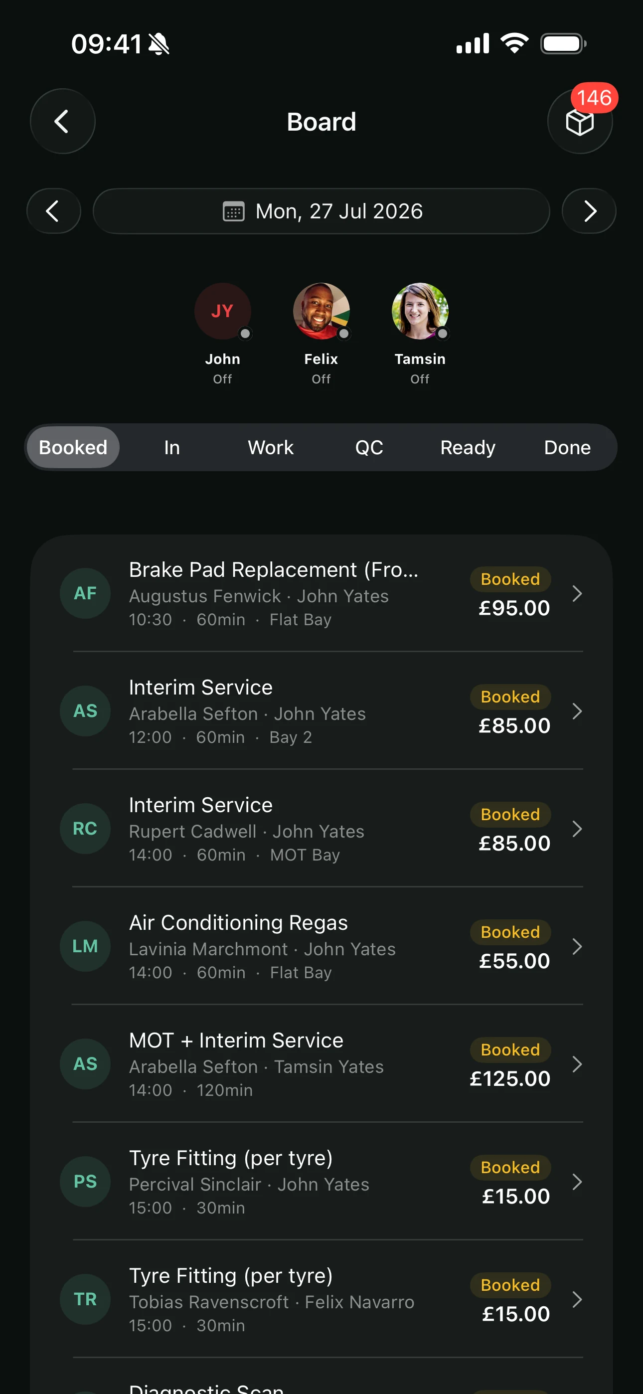 The workshop board on the Youzse app