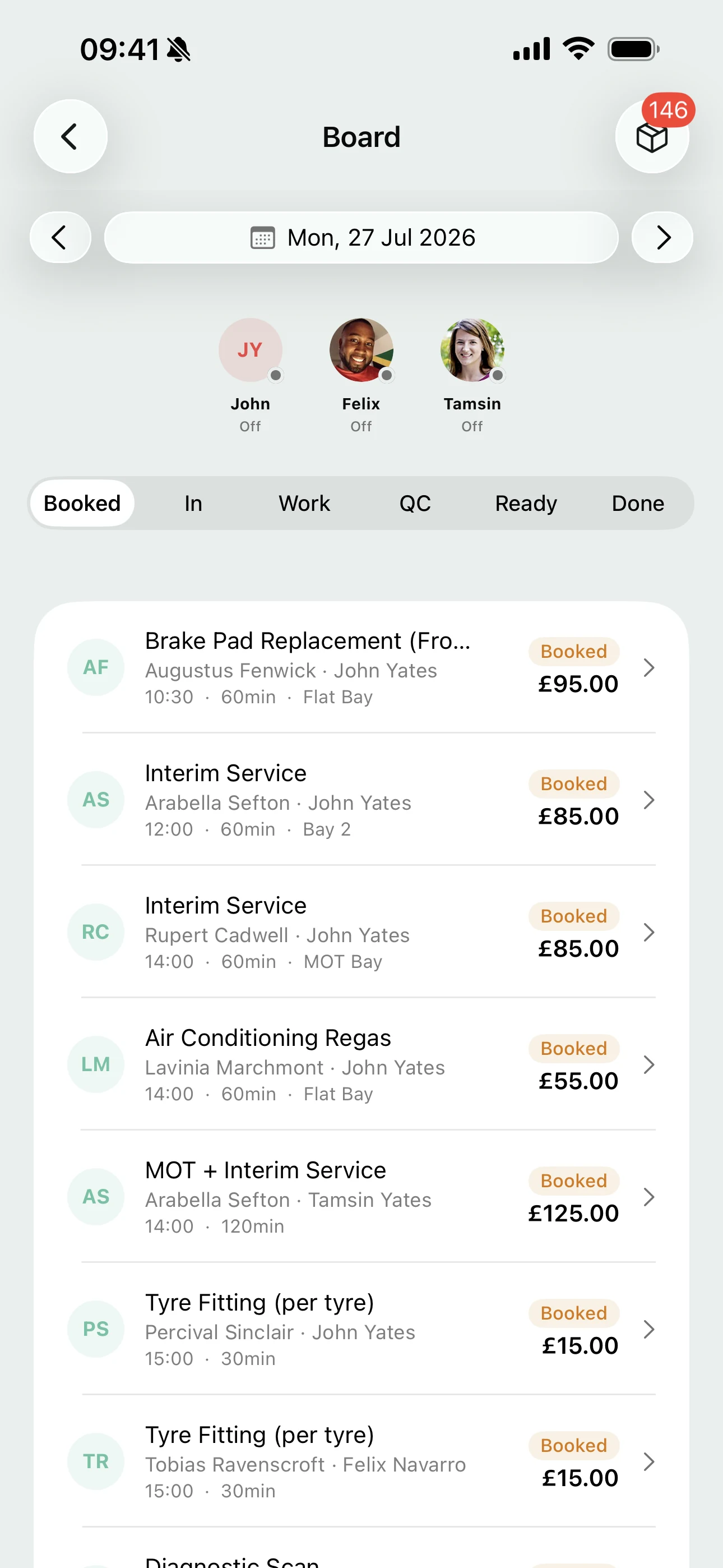 The workshop board on the Youzse app